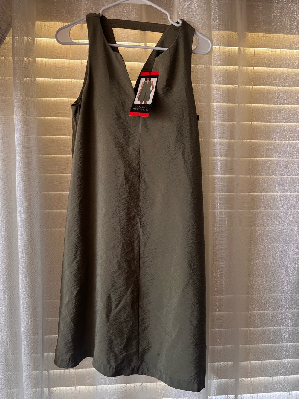 Banana Republic Olive Green V-Neck A-Line Dress